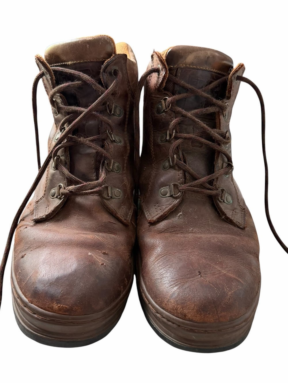 Frye Brown Leather Lace-Up Work Boots